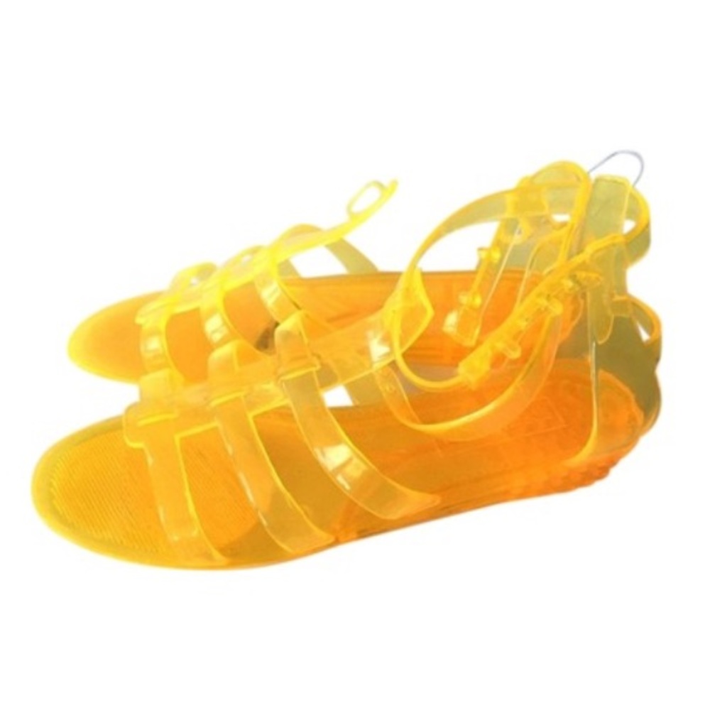 BCBG GLADIATOR SANDALS JELLY FLATS YELLOW size 7